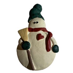 Clay Snowman with Sparkles Holiday Pin Brooch